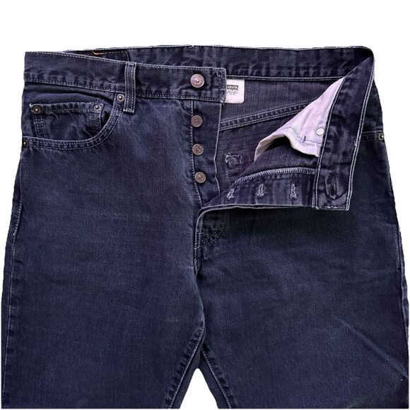 VTG Levis 501 Jeans Mens 33x30 Straight Button Fly Dark Wash w/Light Stitch Y2K - Picture 2 of 12